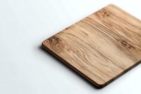 Natural wooden cutting board with distinctive grain pattern and knots on white background, isolated for kitchen and food photography styling.