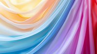 Flowing rainbow colored fabric waves creating smooth curved lines and gentle folds in pastel and vibrant hues from yellow through blue to purple and red.