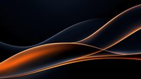 Abstract orange and black wavy lines creating smooth flowing curves against dark background, glowing with luminous light effect for modern graphic design projects.