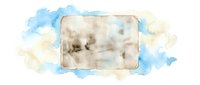 Watercolor stain with soft blue and beige tones featuring a blank rectangular frame, suitable for design layouts, presentations, and creative projects.