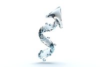 Dynamic spiral of water splashes and droplets forming an abstract flowing shape against white background, frozen motion effect creates crystalline appearance.