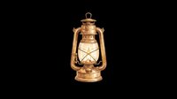 Vintage brass oil lantern with glowing yellow light, isolated on transparent background. Ready for t-shirt designs, clipart, stickers, print-on-demand products, and sublimation projects.
