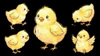 Cute yellow chicks isolated on transparent background, ready for t-shirt designs, clipart, stickers, sublimation, print-on-demand products and digital crafts.