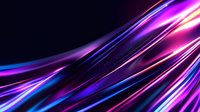 Dynamic flowing lines in vibrant pink, purple and blue neon colors create abstract motion effect on black background. Modern design for technology and energy concepts.