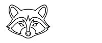 Cute raccoon face outline drawing isolated on white background for coloring books, children activities, and creative design projects.