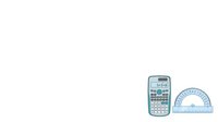 Isolated scientific calculator and protractor on white background, ready for educational materials, textbooks, and design projects.