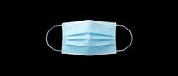 Blue surgical face mask with elastic ear loops isolated on transparent background, ready for healthcare designs, medical graphics, t-shirt prints, and sublimation projects.