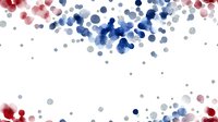 Abstract watercolor dots in red, blue, and gray creating a delicate border frame on white background. Perfect for patriotic designs or modern stationery.
