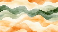 Seamless wavy pattern in orange and green watercolor style creates fluid horizontal stripes with soft blending effects, tiles continuously for backgrounds.