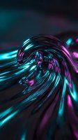 Abstract neon wave with glowing cyan and magenta light streams flowing through curved glass form, creating dynamic motion effect for modern digital design projects.