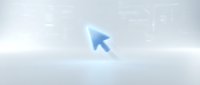 Blue computer cursor arrow pointer on light gray background with soft glow effect for web design and user interface elements.