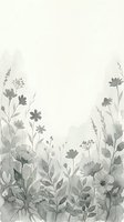 Watercolor wildflower border frame with soft gray botanical elements on cream background for wedding invitations and feminine design projects.