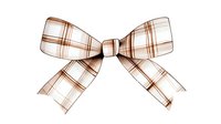 Brown and white plaid bow ribbon with transparent background, classic checkered pattern design element for digital layouts and decorative purposes.