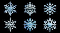 Snowflake designs in various blue shades, isolated on transparent background. Ready for winter crafts, t-shirt designs, stickers, sublimation, print-on-demand products and holiday clipart applications.