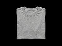 Folded gray heather crew neck t-shirt isolated on transparent background, ready for mockup, print on demand, apparel design, and clothing store use.