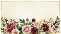 Vintage floral border with blooming roses and botanical foliage in muted tones, ideal for wedding invitations, stationery design, and decorative backgrounds.