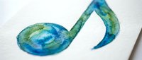Infinity symbol with blue and green watercolor texture on white background, isolated design element for branding, logos, and creative projects.