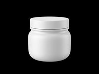 White plastic jar with lid, isolated on transparent background. Ready for T-shirt design, stickers, print on demand, sublimation, and clipart use.