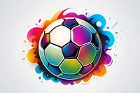 Vibrant soccer ball with colorful rainbow splash effect on white background, dynamic sports design element for decoration and creative projects.