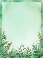 Watercolor botanical frame with green foliage and ferns on cream background, isolated design element suitable for invitations, cards, and digital projects.