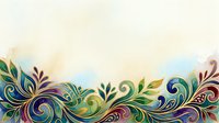 Ornamental floral border with swirling leaves and decorative flourishes in vibrant colors. Isolated design element ready for invitations, cards, and print projects.
