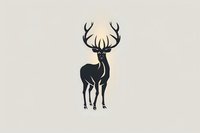 Majestic deer silhouette with large antlers standing proud against neutral background, minimalist wildlife art style suitable for logos and branding designs.
