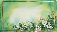 Vintage watercolor frame with delicate white flowers and green leaves on textured background for wedding invitations, greeting cards and romantic designs.