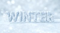 Winter text made of ice and snow on a frosty bokeh background, perfect for seasonal greeting cards and holiday designs.
