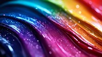 Vibrant rainbow colored liquid waves with sparkling bokeh effects creating dynamic flowing motion for modern digital design backgrounds.