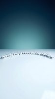 Letter cubes spelling Strategy Innovation Growth arranged in an arc on a reflective surface with teal gradient background for business concepts.