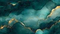 Luxurious teal and gold abstract marble texture with flowing organic shapes and metallic veins for elegant design projects and sophisticated backgrounds.