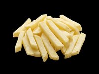 Golden crispy french fries isolated on transparent background, ready for menu design, food packaging, restaurant graphics, t-shirt prints, and culinary digital projects.
