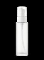 Frosted glass spray bottle with pump dispenser isolated on transparent background, ready for cosmetic, skincare, and cleaning product packaging design, t-shirts, stickers, and print-on-demand projects.