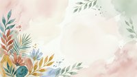 Watercolor floral frame with botanical leaves and branches in soft pastel tones, isolated on white background, ready for design, invitations, and greeting cards.