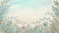 Watercolor botanical frame with delicate fern leaves and foliage in soft green and blue tones, isolated on white background, suitable for wedding invitations, greeting cards, and design projects.