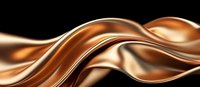 Luxurious flowing copper metallic waves create elegant abstract background with smooth glossy curves and dynamic movement against black backdrop.