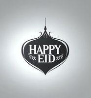 Decorative Arabic style lantern shape with Happy Eid text and ornamental elements on gradient background, suitable for Islamic holiday greeting cards and celebrations.