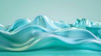 Smooth turquoise waves create abstract flowing landscape with soft curves and gentle peaks against light background, showcasing fluid motion and serene aqua tones.