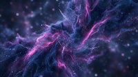 Abstract glowing energy waves with neon pink and blue light trails flowing through dark space, creating dynamic motion and ethereal atmosphere for digital backgrounds.
