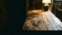 Rustic wooden corridor with weathered plank flooring and warm pendant lighting, evoking vintage warehouse or loft interior design atmosphere for architectural and decor projects.