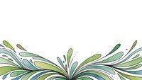 Decorative floral border with flowing organic leaves and swirls in green tones on white background for spring design projects and nature themes.