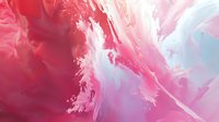 Vibrant pink and white abstract fluid art background with dynamic swirling patterns and ethereal smoke-like textures creates dreamy atmospheric effect.