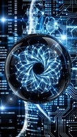 Futuristic artificial intelligence eye with glowing neural networks and digital circuit patterns on dark technology background for AI concepts.