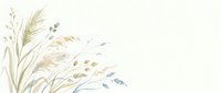 Watercolor illustration of dried grasses, wheat, and wildflowers in soft neutral tones arranged in corner composition on white background for design projects.