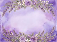 Lavender floral frame with roses, wheat, and baby's breath on watercolor background. Isolated design element suitable for invitations, greeting cards, and wedding stationery projects.