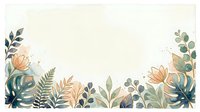 Watercolor botanical border with tropical leaves and flowers in muted tones on cream background, isolated design element for invitations, cards, and web graphics.