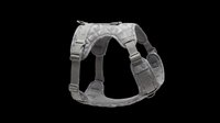 Durable gray dog harness with adjustable straps and reflective accents, isolated on transparent background. Ready for pet product design, print-on-demand merchandise, clipart collections, and sublimation projects.