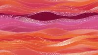Wavy abstract pattern with pink and orange gradient stripes decorated with white dotted lines creating flowing movement. Seamless repeat design for fabric and wallpaper.