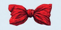 Red fabric bow tie with flowing ribbons isolated on transparent background for fashion design and formal wear graphics.