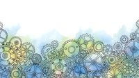 Mechanical gears and cogs pattern in blue and green tones on light background for industrial design projects and technical presentations.